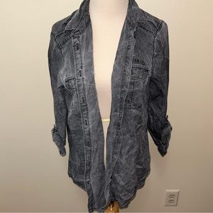 EXPRESS Distressed Button Up Top